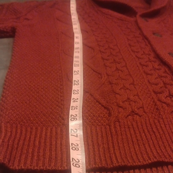 Men's Maroon Cable Knit Cardigan XL - Picture 7 of 8